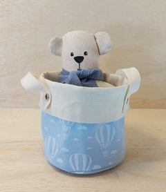 Cesto de Lona e Tecido - Cores e Balões - Cesto Infantil - Cesta de Presentes - Personalizado