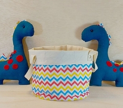 Cesto de Lona e Tecido - Zig Zag Colorido - Cesto Infantil - Cesta de Presentes - Personalizado - comprar online