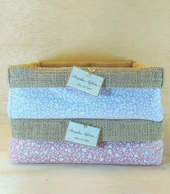 Cesta Floral Raminhos - Rosé & Lilás - Cesta de Presentes - Tag Personalizada - Juta & Tecido