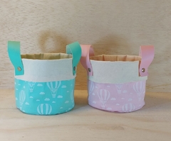 Cesto de Lona e Tecido - Cores e Balões - Cesto Infantil - Cesta de Presentes - Personalizado - Craft.Mimo