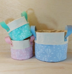 Cesto de Lona e Tecido - Cores e Balões - Cesto Infantil - Cesta de Presentes - Personalizado - loja online