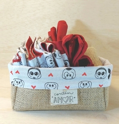 Cesta Estampas Infantis - Personanagens - Juta e Tecido - Tag Personalizada - Lembrancinha de Aniversário na internet