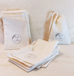 Saquinho Logotipo - Campanha - Lembrancinha - Estampa Personalizada - Algodão Cru com Cordão Embutido - comprar online