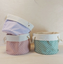 Cesto de Lona e Tecido - Mescla Rosa - Cesta de Presentes - Personalizado - Craft.Mimo