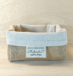 Cesta Aceita Ser Minha Madrinha - Casamento - Tag Personalizada - Juta & Tecido