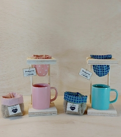 Mini Coador com Porta Sachês - Cultive o Amor - Lembrancinha Personalizada