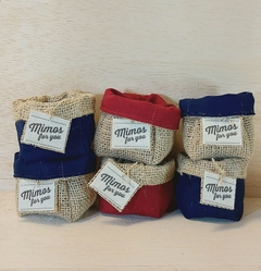 Cachepô Logotipo - Azul Estampas - Brinde Corporativo - Personalizada Um Nome Por Peça - Juta & Tecido - comprar online