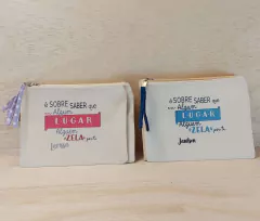 Necessaire Alguém Zela Por Ti - Pink - Nomes Individuais - Lembrancinha Personalizada - Lona 100% Algodão na internet