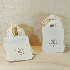 Imagem do Sacolinha Minibag Cheguei Trazendo Luz - Personalizada - Estampa Padrão - Algodão Cru - Lembrancinha de Nascimento