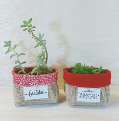 Cachepô Cores & Frases - Tag Personalizada - Juta & Tecido - loja online