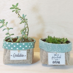 Cachepô Cores & Frases - Tag Personalizada - Juta & Tecido - comprar online