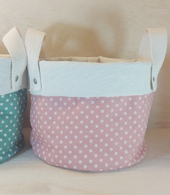 Cesto de Lona e Tecido - Poá Verde Menta - Cesta de Presentes - Personalizado - comprar online
