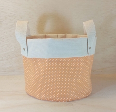Cesto de Lona e Tecido - Poá Laranja - Cesta de Presentes - Personalizado