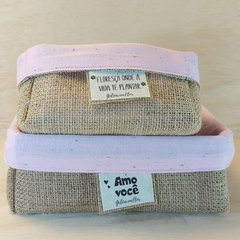 Cesta Dia dos Namorados - Meu Amor Por Você - Cesta de Presentes - Tag Personalizada - Juta & Tecido - loja online