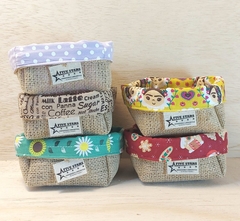 Cesta Presente Corporativo Estampas Colorido - Cesta de Presentes - Tag Personalizada - Juta & Tecido