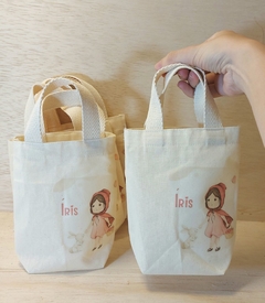 Sacolinha Minibag Chapeuzinho Vermelho - Personalizada - Estampa Grande - Algodão Cru - Lembrancinha de Aniversário - comprar online