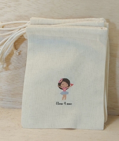 Saquinho Bento Cake - Lembrancinha - Personalizada Um Nome Por Peça - Algodão Cru com Cordão Embutido - 10x13cm - Craft.Mimo