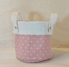 Cesto de Lona e Tecido - Corações Rosé - Cesta de Presentes - Personalizado
