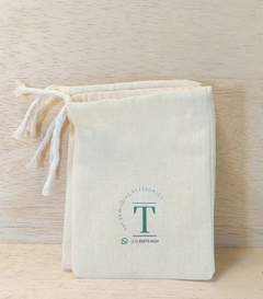 Saquinho Logotipo - Lembrancinha - Estampa Personalizada - Algodão Cru com Cordão Embutido - 10x13cm - Craft.Mimo