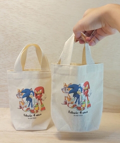 Sacolinha Minibag Sonic - Videogame - Personalizada - Estampa Grande - Algodão Cru - Lembrancinha de Aniversário - comprar online