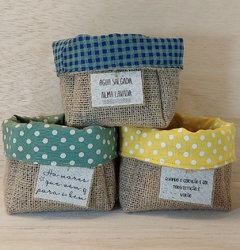 Cachepô Estampas e Cores do Verão - Tag Personalizada - Juta & Tecido