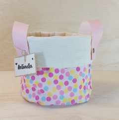 Cesto de Lona e Tecido - Bolinhas Coloridas - Cesto Infantil - Cesta de Presentes - Personalizado na internet