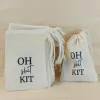 Saquinho Cordão Casamento - Oh Shit Kit - Kit Ressaca - Estampa Padrão Personalizada - Algodão Cru - Lembrancinha