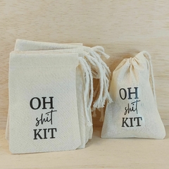 Saquinho Cordão Casamento - Oh Shit Kit - Kit Ressaca - Estampa Padrão Personalizada - Algodão Cru - Lembrancinha