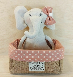 Cesta Bolinhas Rabisco - Juta e Tecido - Tag Personalizada - Lembrancinha de Aniversário - loja online