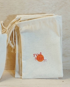 Saquinho Moda - Logotipo - Lembrancinha - Estampa Personalizada - Algodão Cru com Cordão Embutido - 10x13cm