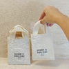 Sacolinha Minibag Chá Revelação - Corações - Data - Personalizada - Estampa Padrão - Algodão Cru - Lembrancinha