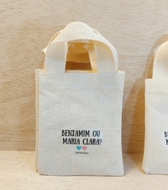 Sacolinha Minibag Nome do Bebê - Ramos - Folhinhas - Personalizada - Estampa Padrão - Algodão Cru - Lembrancinha de Aniversário - comprar online