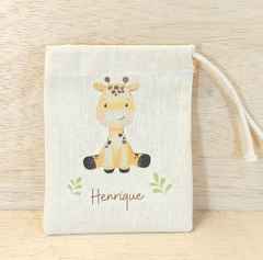 Saquinho Animais - Lembrancinha - Estampa Personalizada - Algodão Cru com Cordão Embutido - 10x13cm - Craft.Mimo