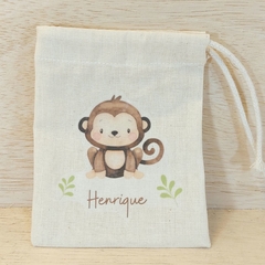 Saquinho Animais - Lembrancinha - Estampa Personalizada - Algodão Cru com Cordão Embutido - 10x13cm - loja online
