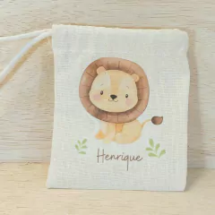 Saquinho Cordão Elefante Baby - Estampa Grande - Lembrancinha - Algodão Cru - loja online