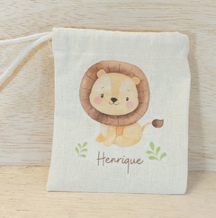 Imagem do Saquinho Animais - Lembrancinha - Estampa Personalizada - Algodão Cru com Cordão Embutido - 10x13cm