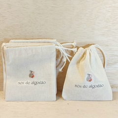 Saquinho Logotipo - Lembrancinha - Estampa Personalizada - Algodão Cru com Cordão Embutido - 10x13cm - Craft.Mimo
