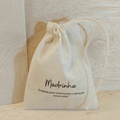 Saquinho Cordão Casamento - Nomes Individuais - Madrinhas - Team Bride - Estampa Padrão Personalizada - Algodão Cru - Lembrancinha - comprar online