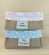 Cesta Aniversário - Com Amor - Pastel Rosa & Azul - Estrelas e Nuvens - Juta e Tecido - Tag Personalizada - Lembrancinha