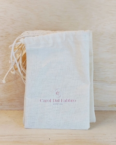 Saquinho Logotipo - Estética - Lembrancinha - Estampa Personalizada - Algodão Cru com Cordão Embutido