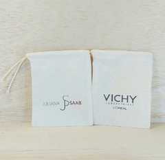 Saquinho Logotipo - Lembrancinha - Estampa Personalizada - Algodão Cru com Cordão Embutido - 10x13cm - comprar online