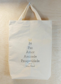 Sacola Com Carinho - Escolha sua Frase - Lembrancinha - Algodão Cru - 20x25cm - loja online