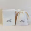 Saquinho Com Carinho - Lembrancinha - Estampa Personalizada - Algodão Cru com Cordão Embutido - 10x13cm