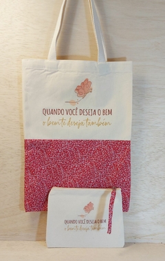 Imagem do Ecobag Etiqueta Personalizada - A Melhor Mãe do Mundo - Floral Vermelho - Brinde Escolar
