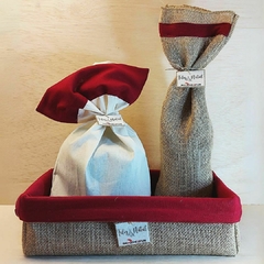 Cesta Feliz Natal Merry Christmas - Cesta Natalina - Juta e Tecido - Tag Personalizada - loja online