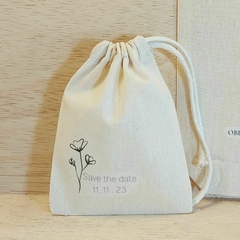 Saquinho Cordão Casamento - Nomes Individuais - Madrinhas - Team Bride - Estampa Padrão Personalizada - Algodão Cru - Lembrancinha na internet