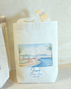 Sacolinha Minibag Flores do Campo - Personalizada - Estampa Grande - Algodão Cru - Lembrancinha - comprar online