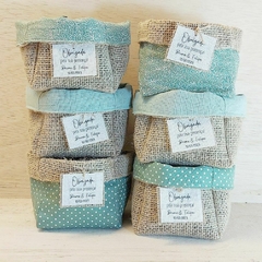 Cachepô Centro de Mesa Estampas - Verde Menta - Lembrancinha - Juta e Tecido - Tag Personalizada - comprar online