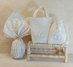 Saquinho Páscoa - Estampas - Lembrancinha - Estampa Personalizada - Algodão Cru com Cordão Embutido - 10x13cm - Craft.Mimo
