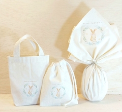 Kit Desconto Sacolinha Minibag com Saquinho - Coelho Vintage - Páscoa - Personalizada - Estampa Padrão - Algodão Cru - Lembrancinha - loja online